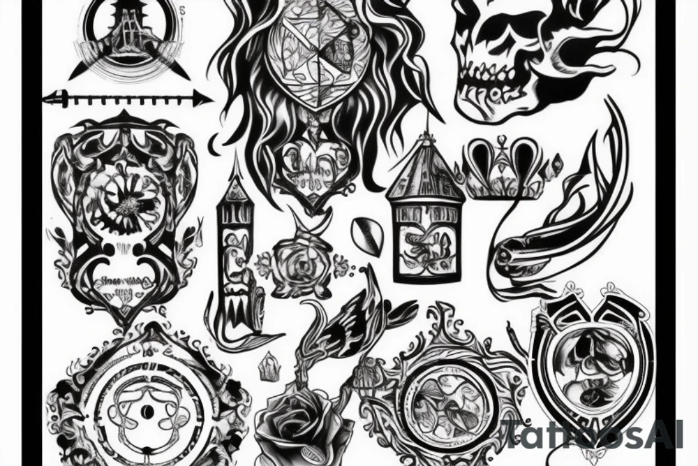 a black castle tower tattoo idea