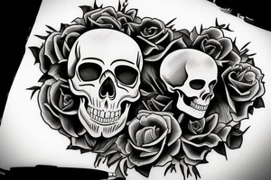 a skull inside of a black rectangle frame tattoo idea