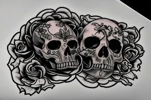 a skull inside of a black rectangle frame tattoo idea