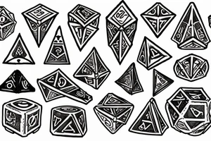 dagger made out of dungeons & dragons dice tattoo idea