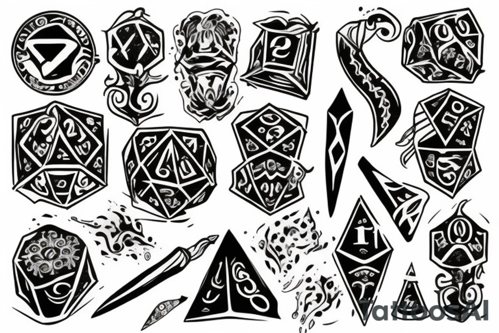 Dice dagger tattoo idea