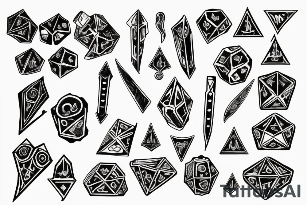 Dice dagger tattoo idea