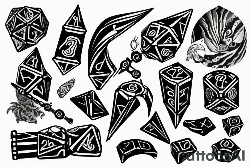 Dice dagger tattoo idea
