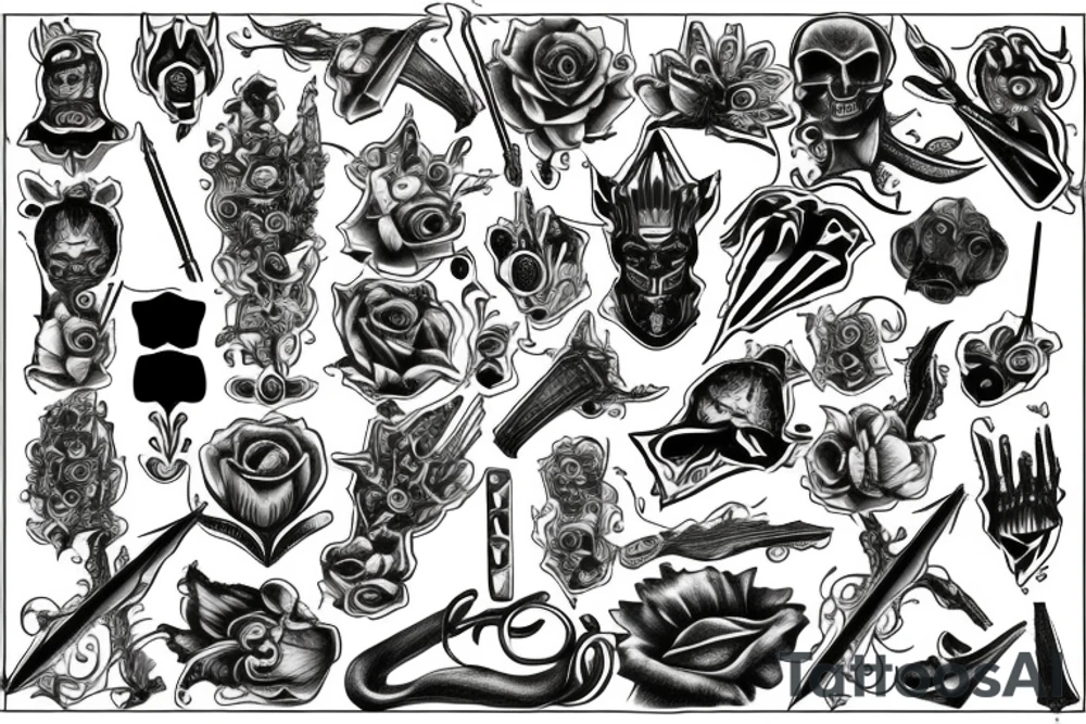 Dice dagger tattoo idea