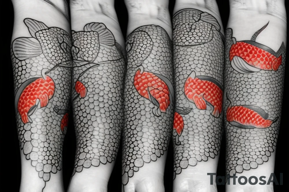 Koi fish water and flowers tattoo idea