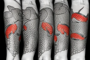 Koi fish water and flowers tattoo idea