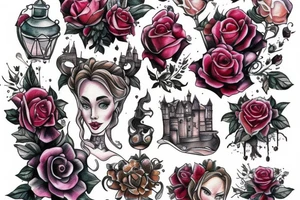 Beauty and the beast mirror and castle tattoo idea