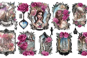 Beauty and the beast mirror and castle tattoo idea