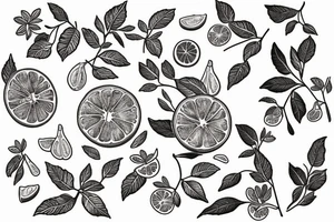 clementine with orange blossoms in the traditional style tattoo idea