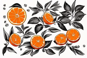 clementine with orange blossoms in the traditional style tattoo idea