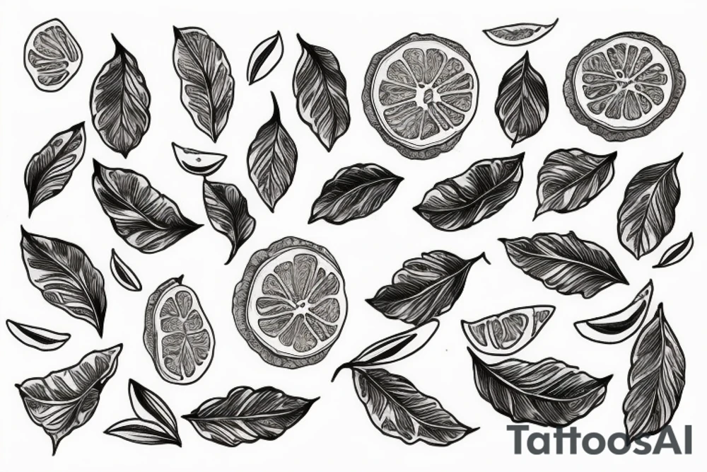 clementine with orange blossoms in the traditional style tattoo idea
