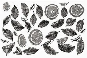 clementine with orange blossoms in the traditional style tattoo idea