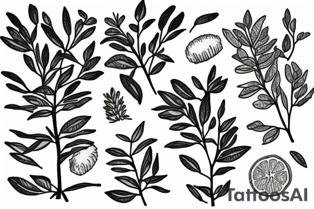 clementine tree with blossoms tattoo idea