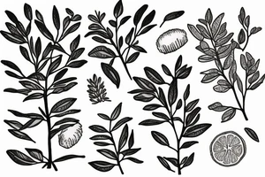 clementine tree with blossoms tattoo idea
