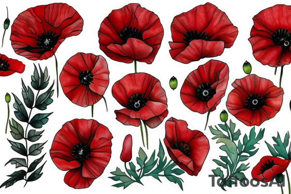 Small red poppy tattoo idea