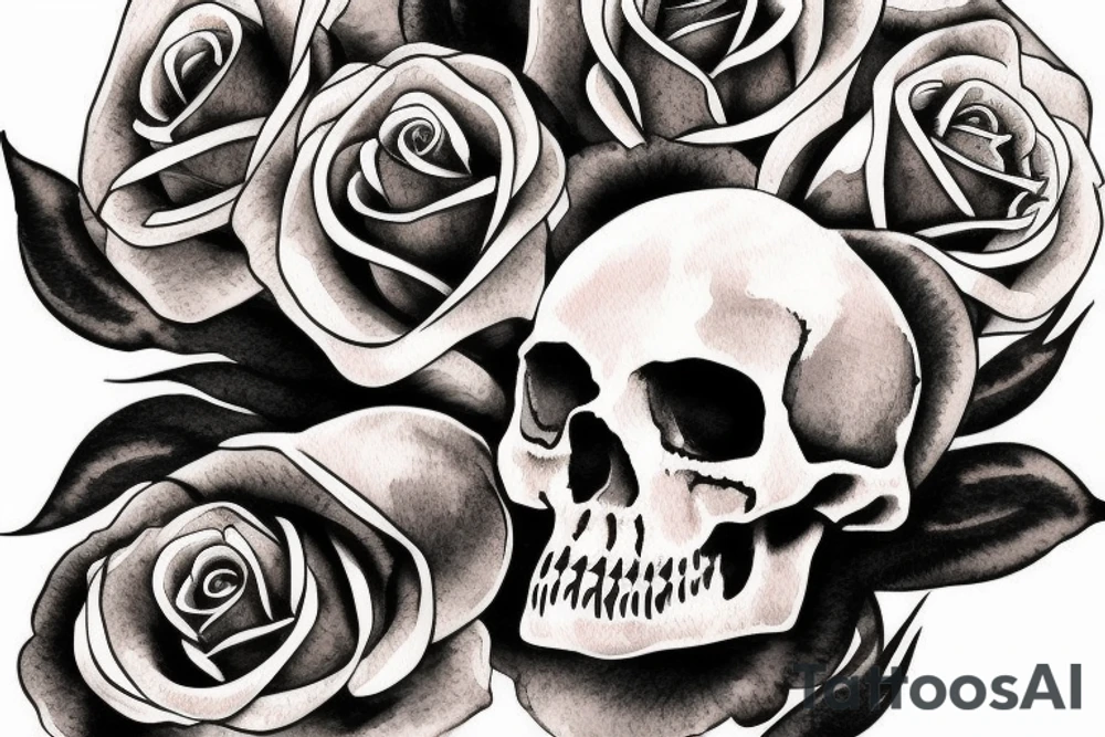 Rose with a skull tattoo idea