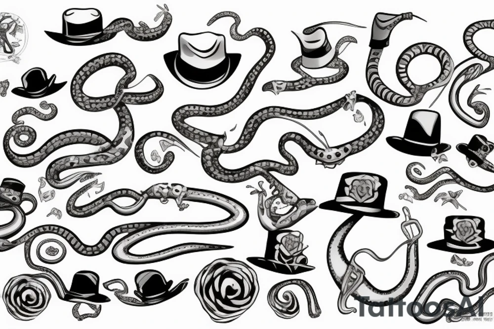 Snake with a tophat tattoo idea