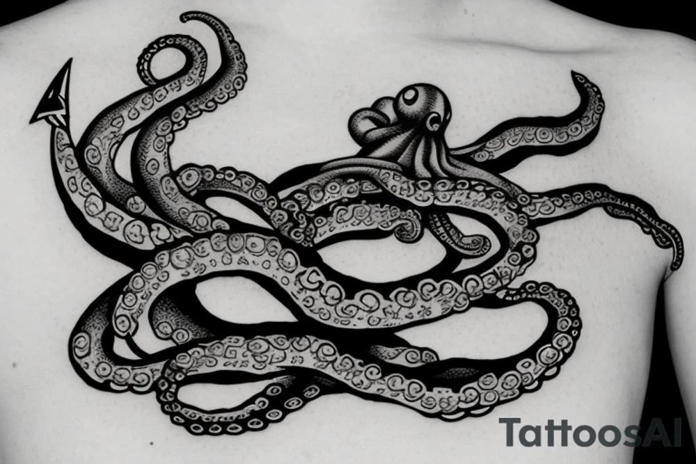 octopus hugging an anchor tattoo idea