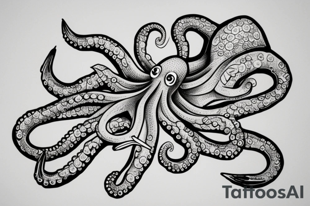 octopus hugging an anchor tattoo idea
