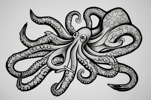 octopus hugging an anchor tattoo idea