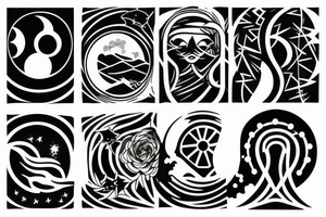 Symmetrical sunset and moonrise tattoo idea