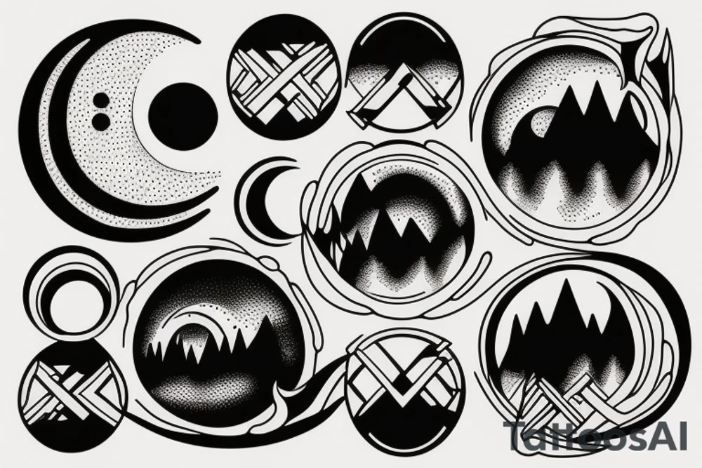 Symmetrical sunset and moonrise tattoo idea