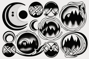 Symmetrical sunset and moonrise tattoo idea