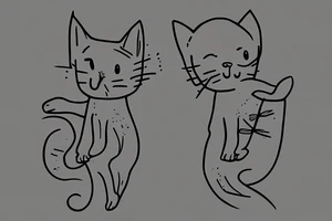 Minimalistic cat lines giving high five tattoo idea