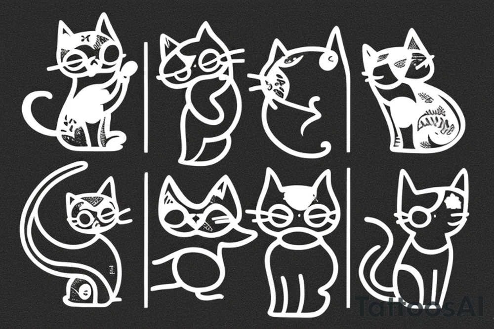 Minimalistic cat lines giving high five tattoo idea