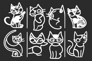 Minimalistic cat lines giving high five tattoo idea