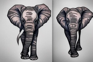 cute baby elephant with long eye lashes, full portrait tattoo idea