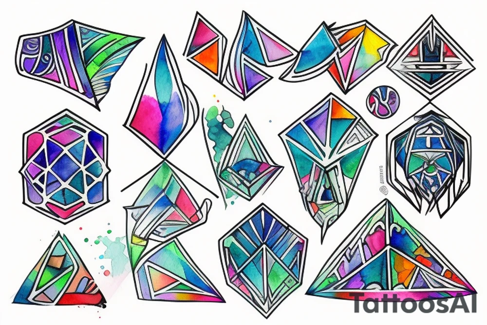 Water color  geometric tattoo idea