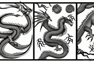 a dragon with a weeping willow tree tattoo idea