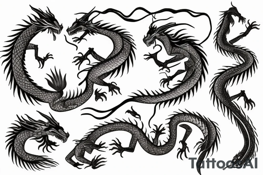 a dragon with a weeping willow tree tattoo idea