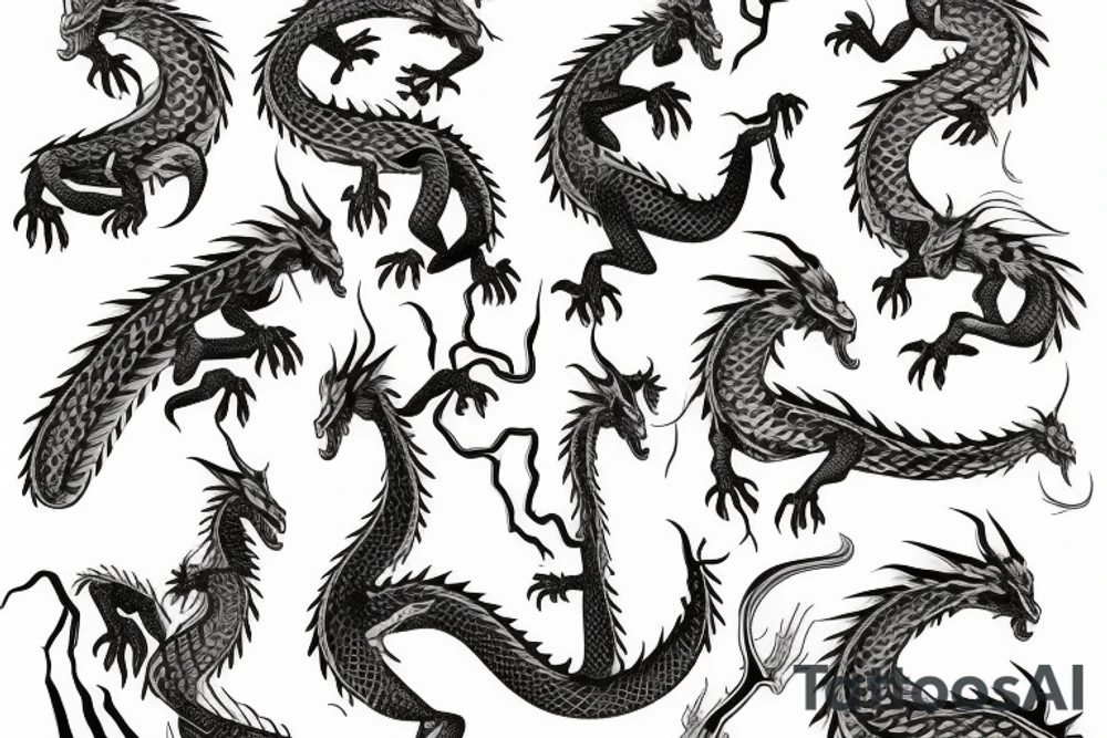 a dragon around a weeping willow tree tattoo idea