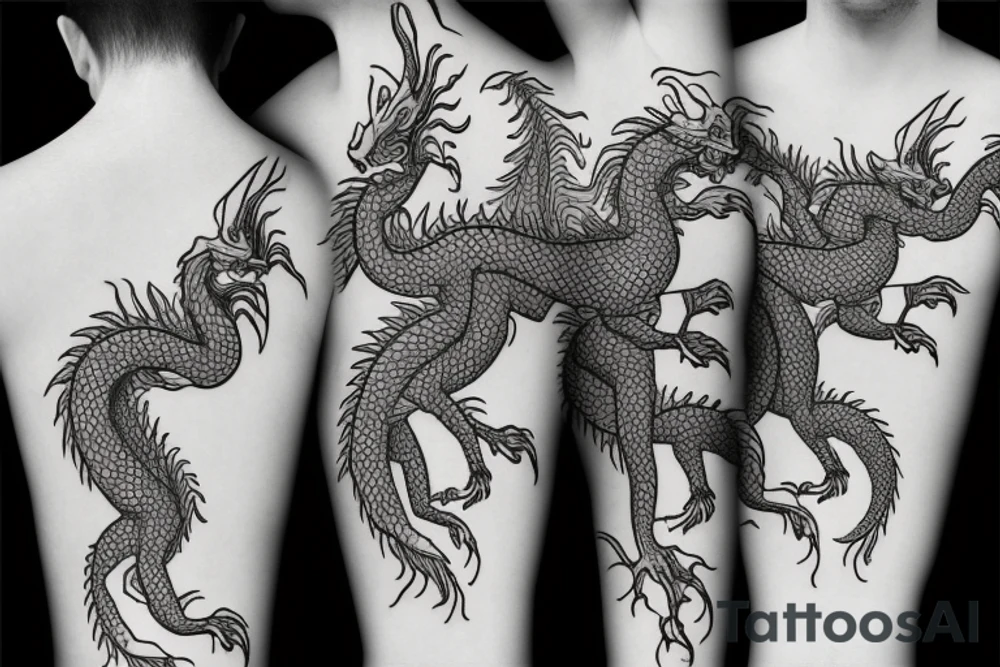 a dragon around a weeping willow tree tattoo idea