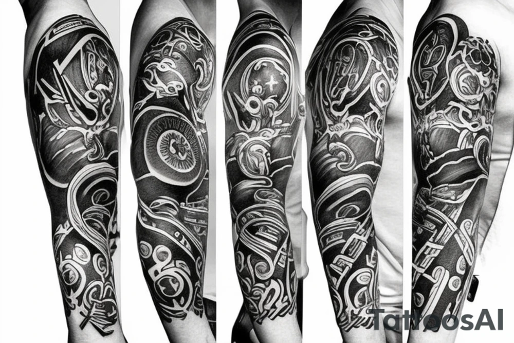 Christian sleeve tattoo tattoo idea