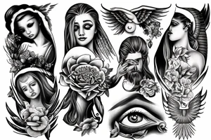 God, angels, eye crying tattoo idea