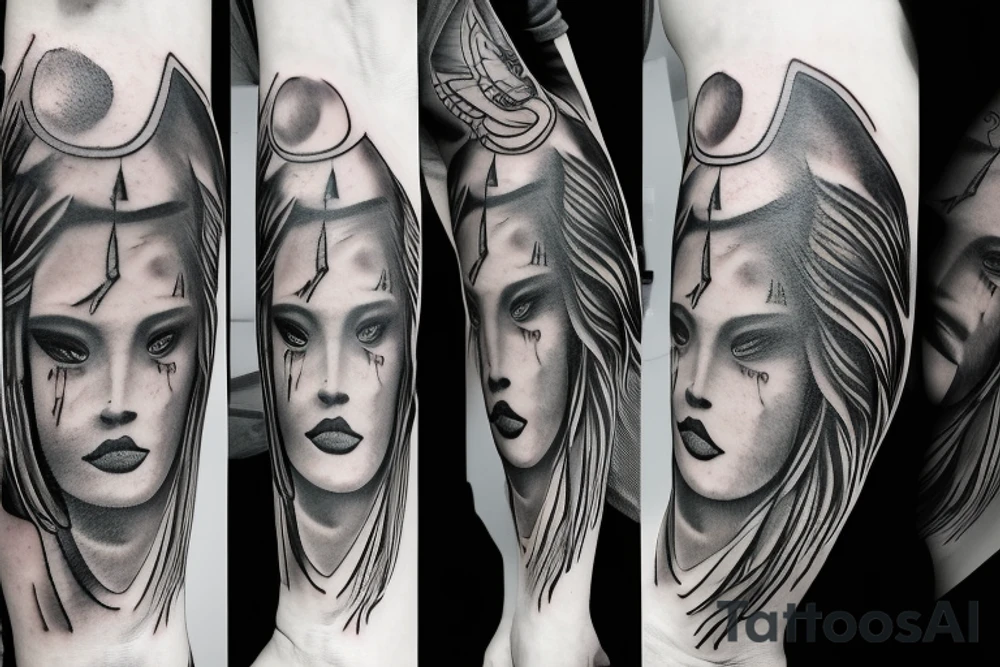 God, angels, eye crying tattoo idea