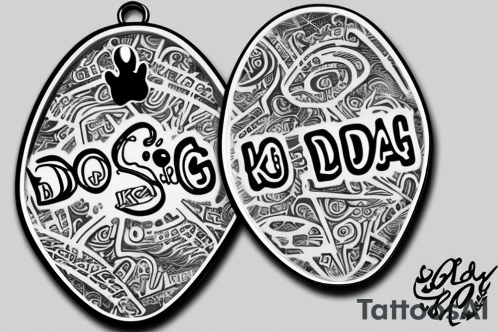 dog tag wit the name koda tattoo idea