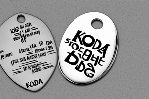 dog tag wit the name koda tattoo idea