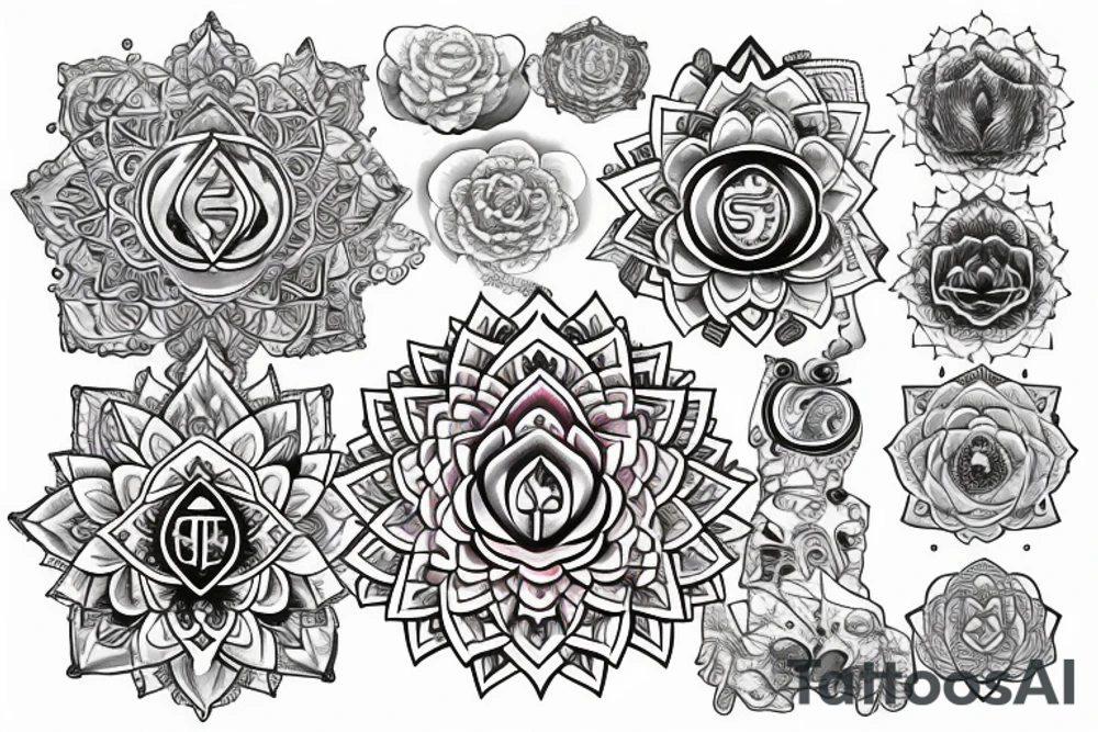 7 chakras with lotus at the top tattoo idea