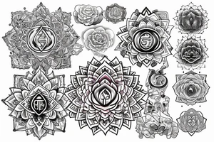 7 chakras with lotus at the top tattoo idea