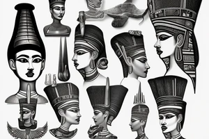 Nefertiti head sillouhette tattoo idea