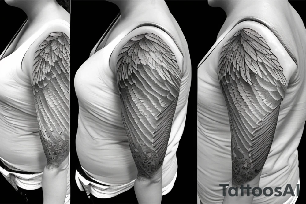 Angel standing and praying with halo tattoo idea