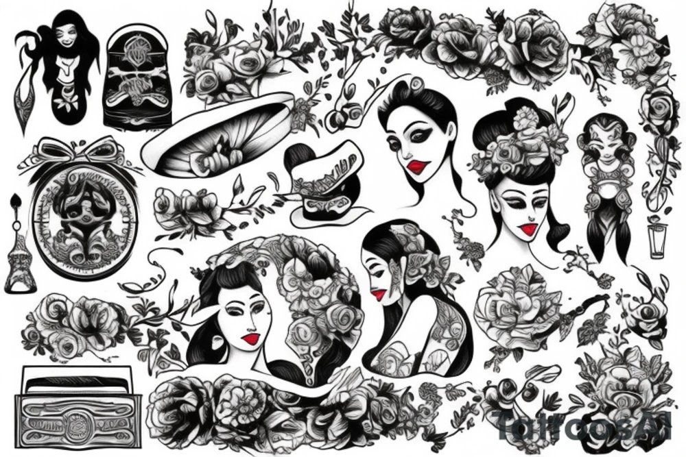 Traditional girl tattoo idea