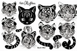Black cat boxing tiger tattoo idea