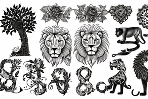 india, tree, lion, cross, tattoo idea