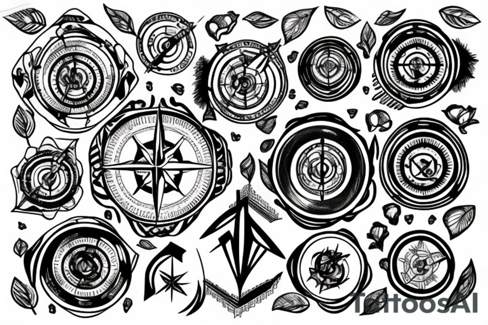 compass with mountain tattoo idea