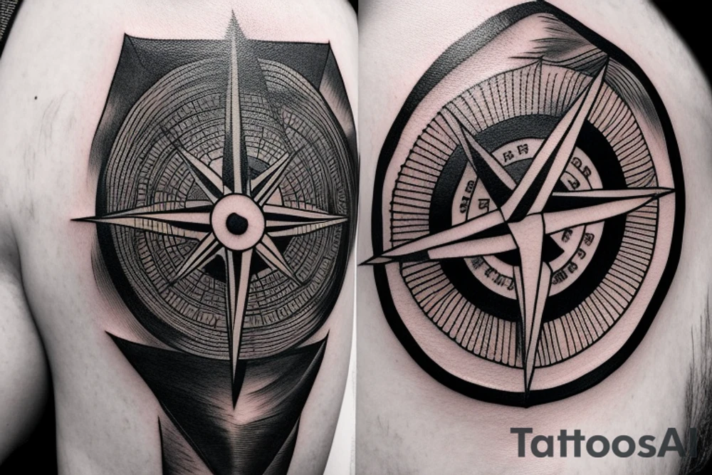 compass with mountain tattoo idea